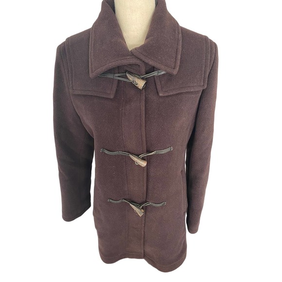 Burberry London Peacoat Brown 100% Wool Size Medium - Picture 15 of 16